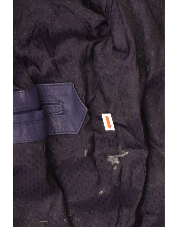 Jachetă Bomber din piele vintage pentru femei UK 14 Medium Bleumarin