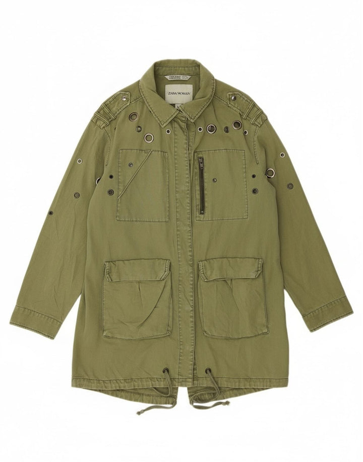 Jachetă militară supradimensionată pentru femei Zara UK 14 Medium Khaki