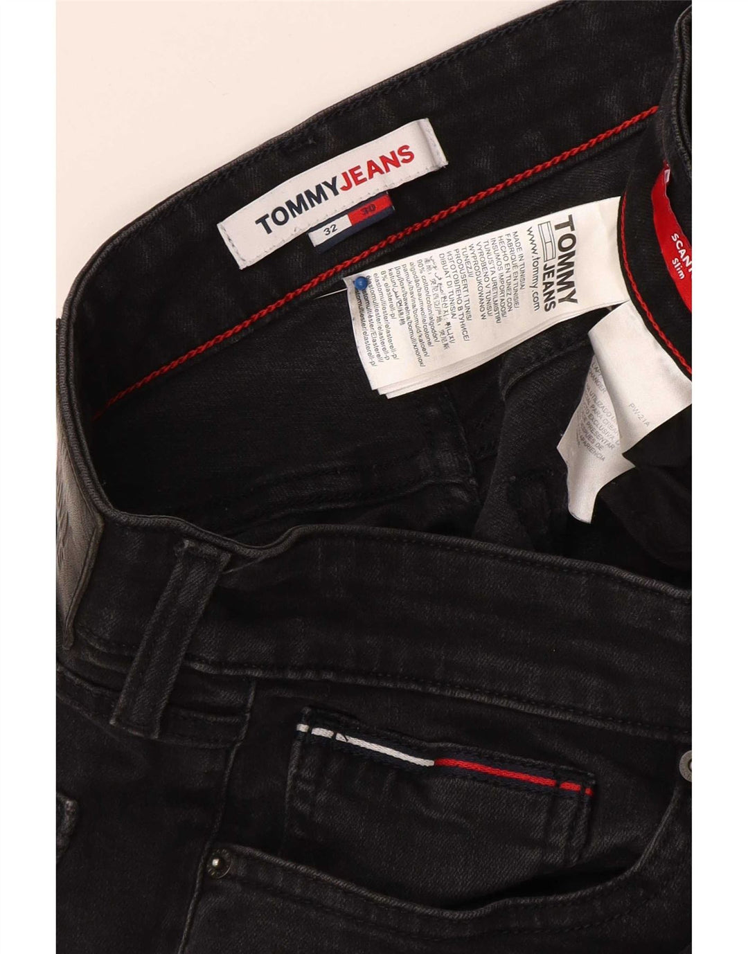 Blugi slim pentru bărbați Tommy Hilfiger W32 L30 bumbac negru