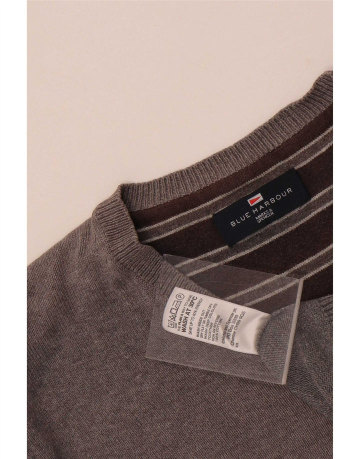 Pulover Marks & Spencer pentru bărbați, Blue Harbour, cu decolteu în V, bumbac, gri mediu