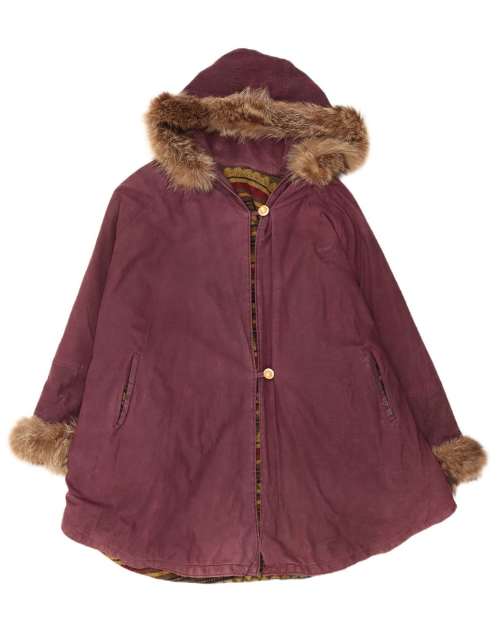 Poncho din piele vintage pentru femei cu glugă, mărime unica, maro
