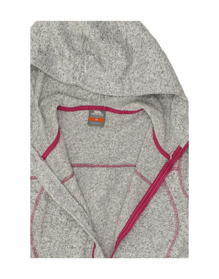 TRESPASS Womens Zip Hoodie Sweater UK 10 Small Grey Flecked Polyester Vintage Trespass and Second-Hand Trespass from Messina Hembry 