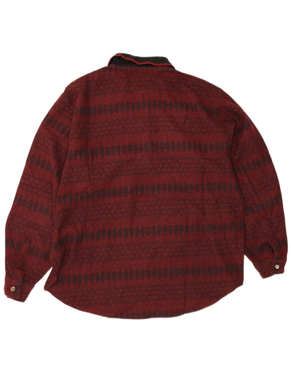 Pulover vintage pentru bărbați cu gât polo mare din lână geometrică bordeaux