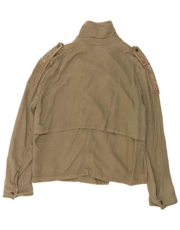 Jachetă militară supradimensionată pentru femei Zara UK 14 Medium Khaki Lyocell