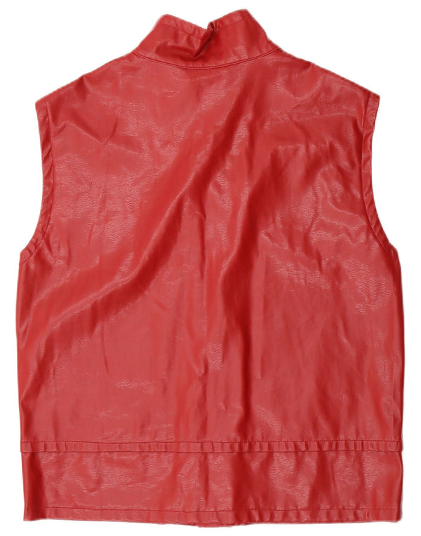 Gilet din piele artificială vintage pentru femei UK 16 Large Red