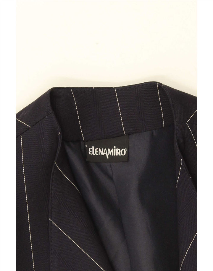 ELENA MIRO Jachetă Blazer pentru femei cu 2 nasturi UK 18 XL Lână cu dungi bleumarin