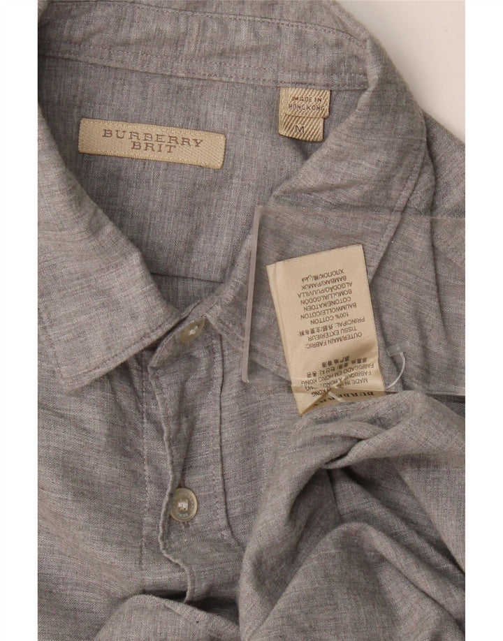 Cămașă BURBERRY BRIT pentru bărbați, bumbac gri mediu