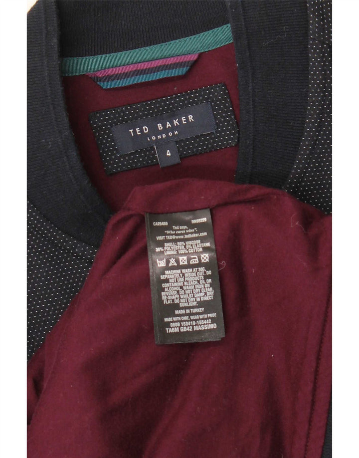 Jachetă bomber pentru bărbați Ted Baker Mărimea 4 mare, albastru bleumarin, viscoză cu pete