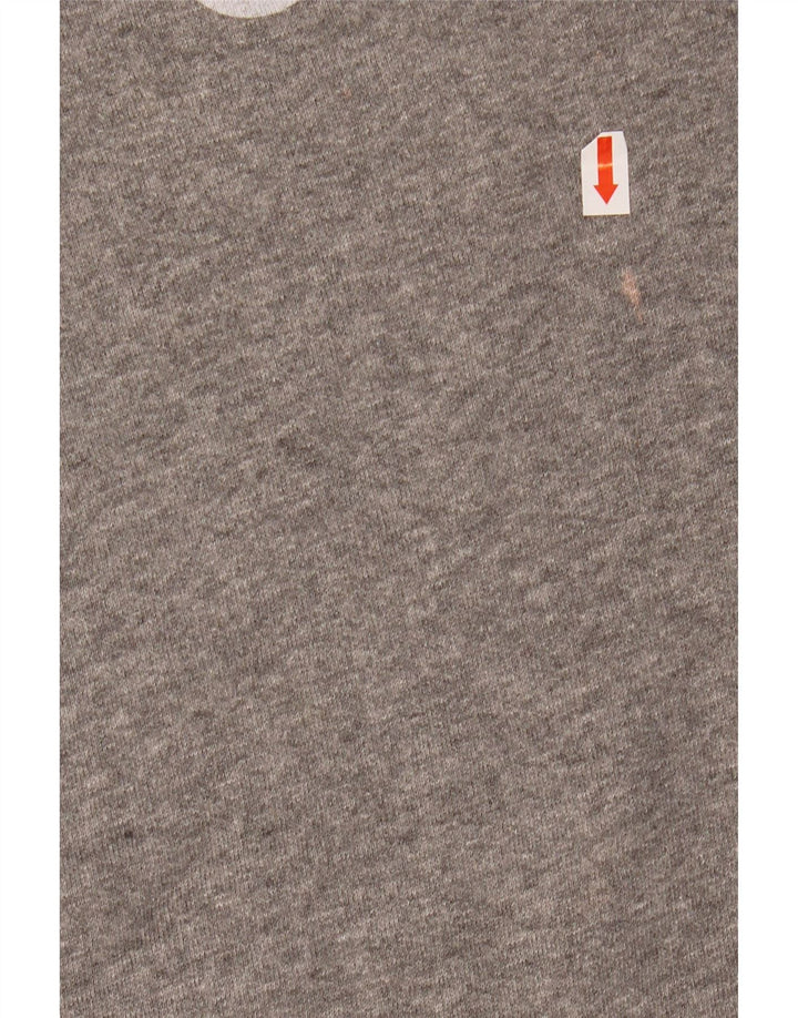 JACK WILLS Pulover cu glugă cu grafică pentru femei UK 14 mare bumbac gri