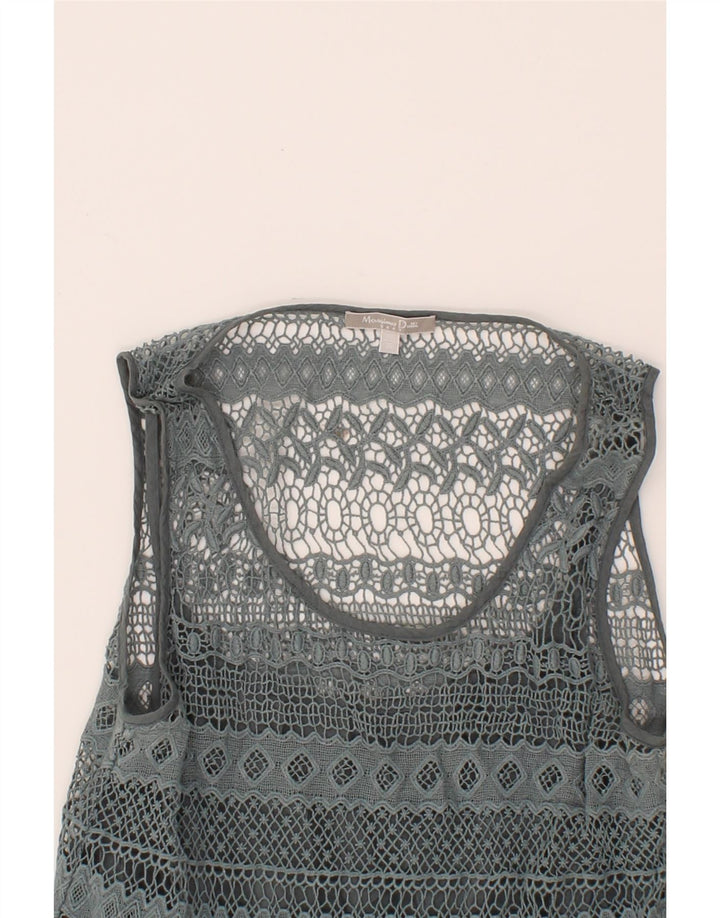 MASSIMO DUTTI Womens Sleeveless A-Line Dress UK 12 Medium Grey Cotton Vintage Massimo Dutti and Second-Hand Massimo Dutti from Messina Hembry 