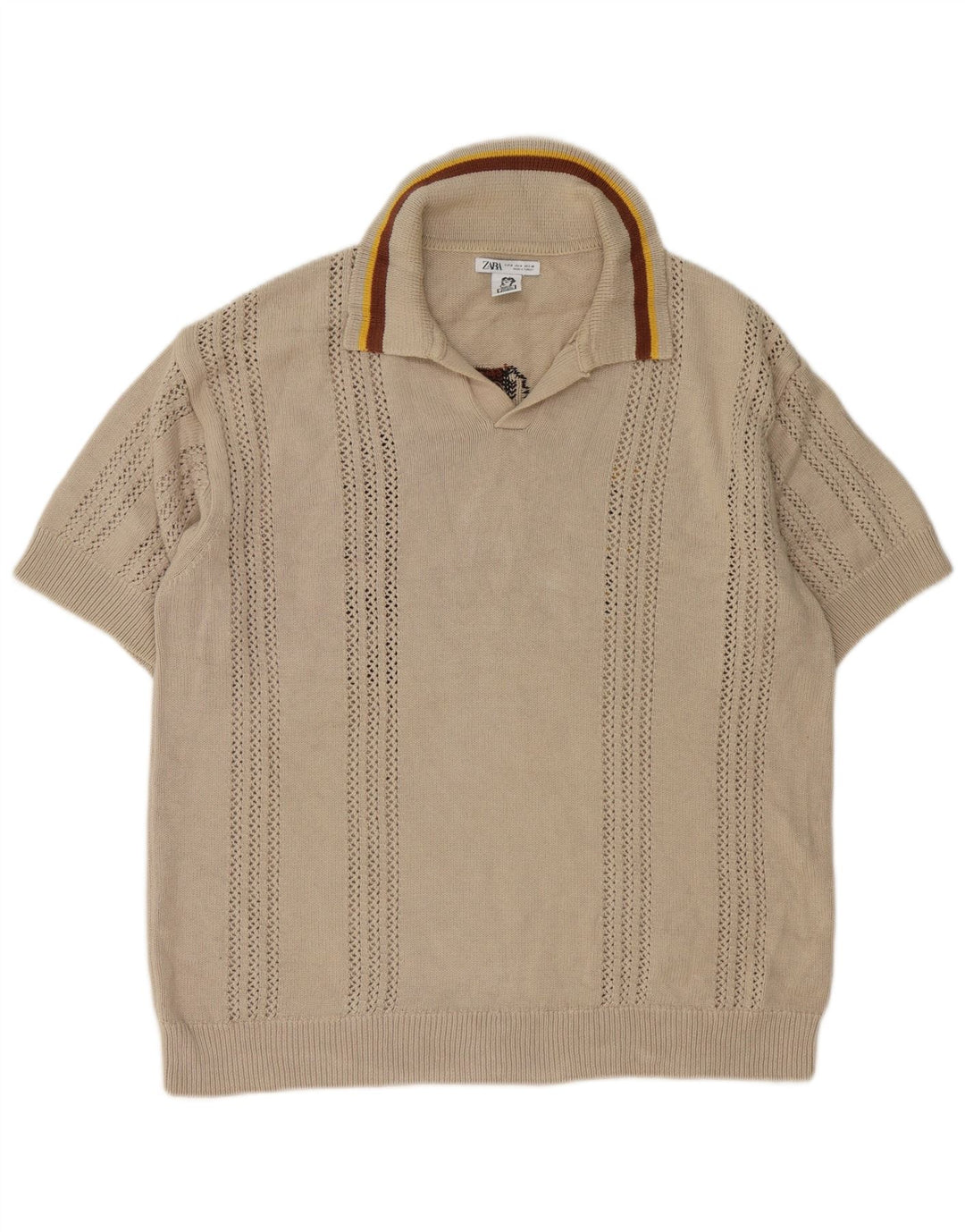 Pulover pentru bărbați Inigo Studio Graphic Polo cu gât, Bej mediu