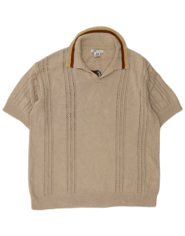 Pulover pentru bărbați Inigo Studio Graphic Polo cu gât, Bej mediu