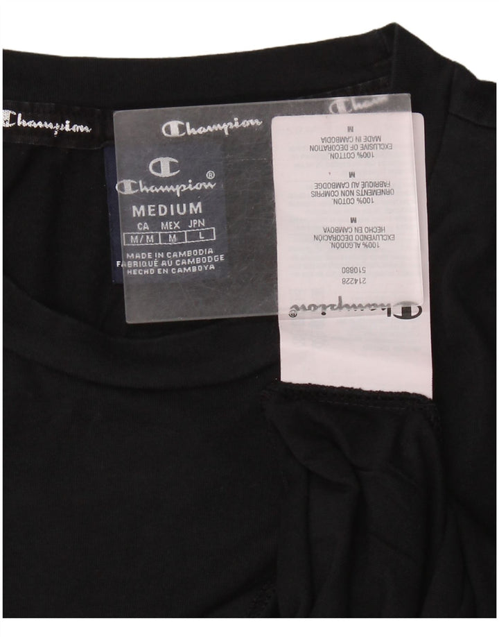 Tricou grafic Champion pentru bărbați Top mediu din bumbac negru