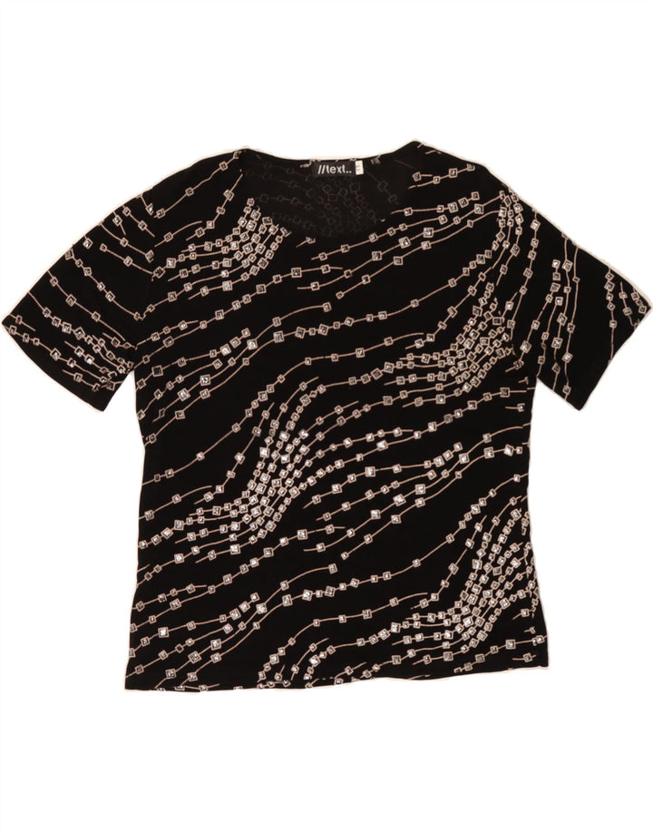 VINTAGE Womens Blouse Top UK 16 Large Black Geometric Polyester Vintage Vintage and Second-Hand Vintage from Messina Hembry 