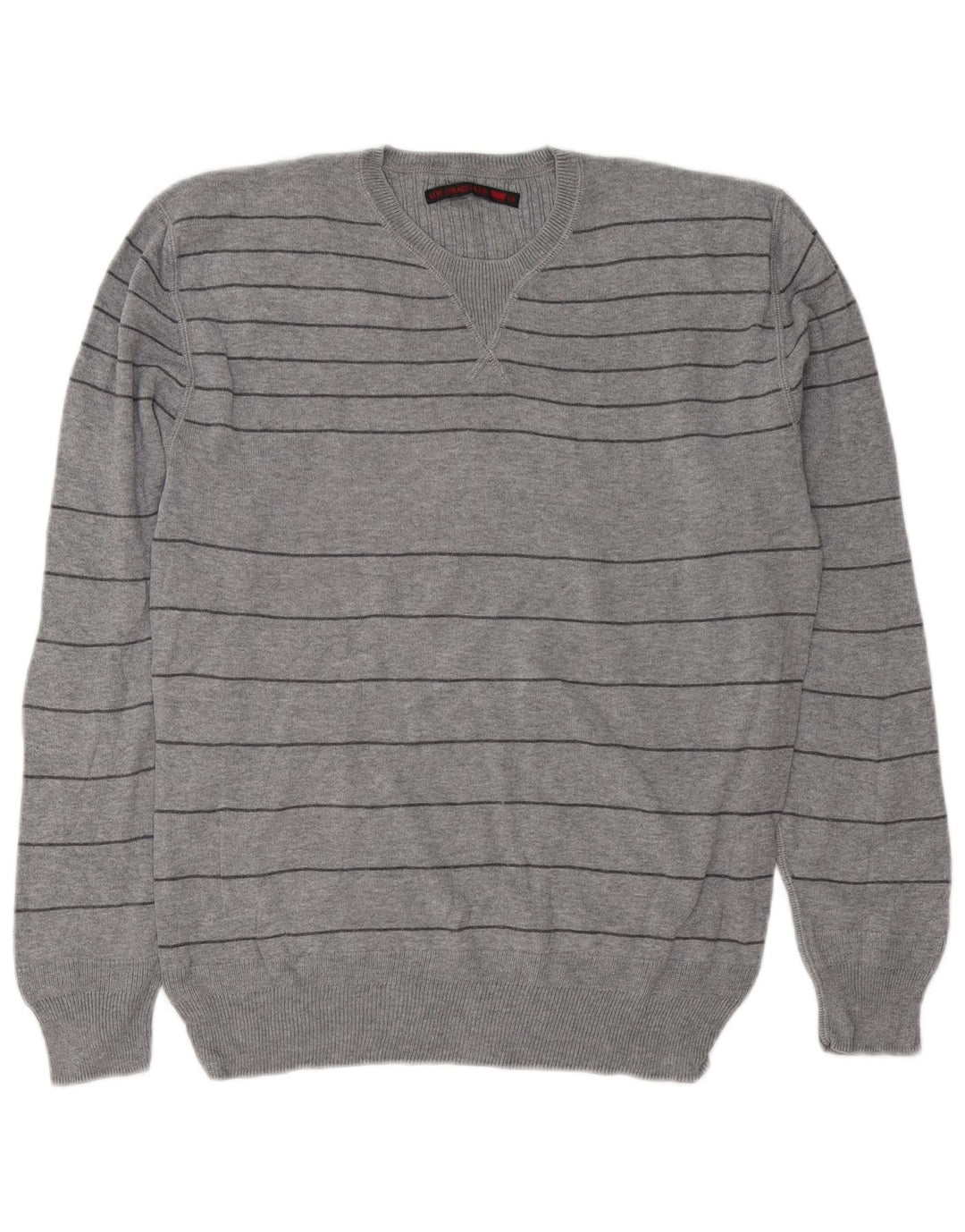 Pulover Levi's pentru bărbați, cu gât crew, bumbac cu dungi, gri mediu