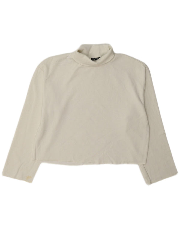 Pulover oversized cu gât rulat Zara pentru femei UK 10 Small White