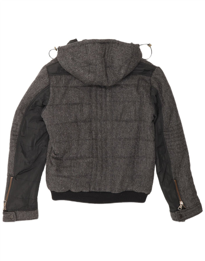 Jachetă căptușită cu glugă pentru bărbați X-Cape UK 42 XL Lână virgină în spina de pește gri
