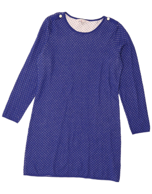 Crew Clothing Rochie Jumper cu mânecă lungă pentru femei UK 14 Large Blue Spotted