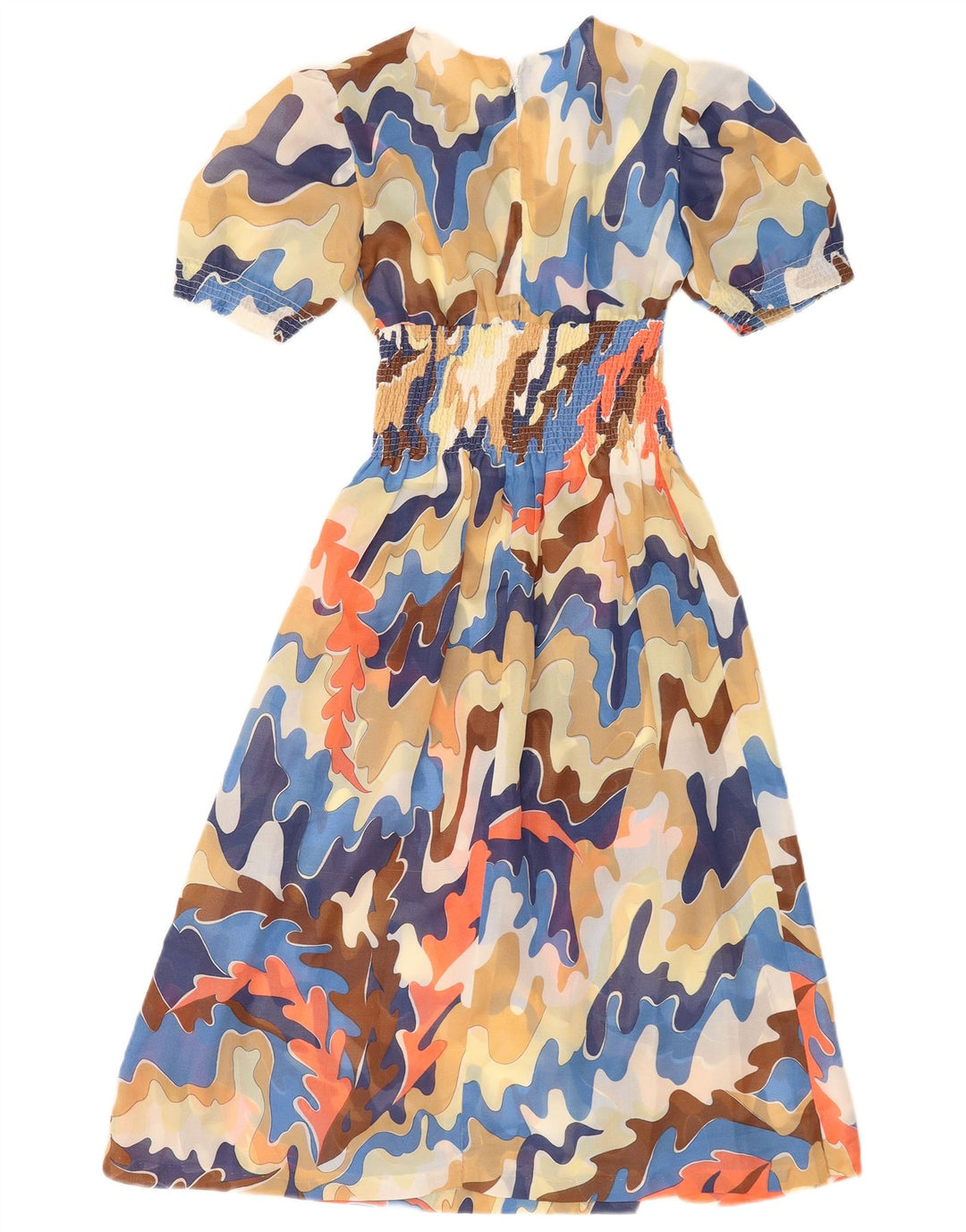 Rochie maxi vintage cu model abstract pentru femei UK 8 mic multicolor