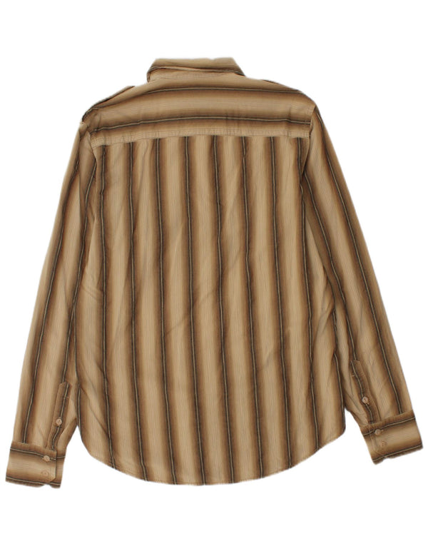 Calvin Klein Jeans Mens Flannel Shirt Medium Beige Striped Cotton