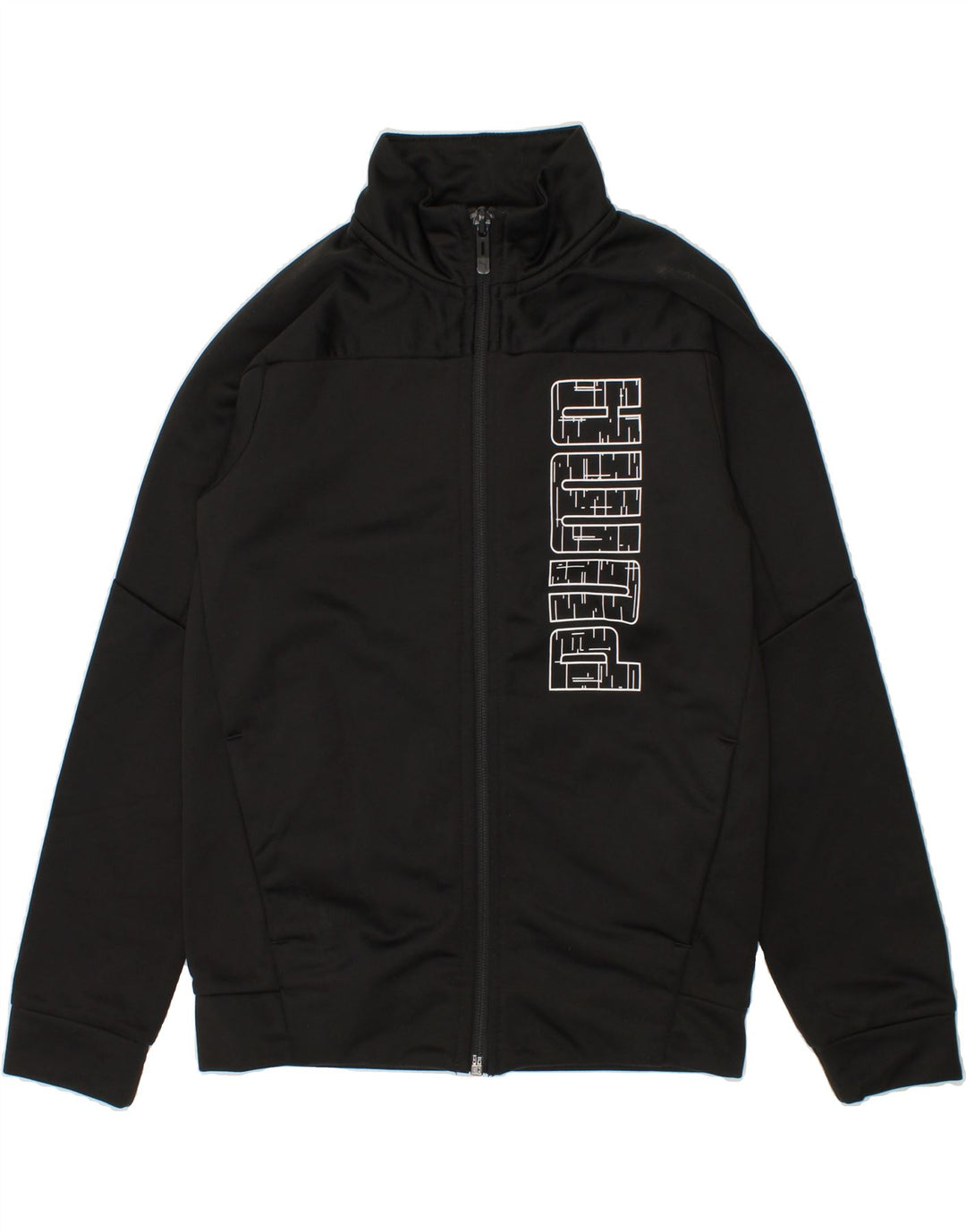 PUMA Boys Graphic Tracksuit Top Jacket 7-8 Years Black Polyester Vintage Puma and Second-Hand Puma from Messina Hembry 