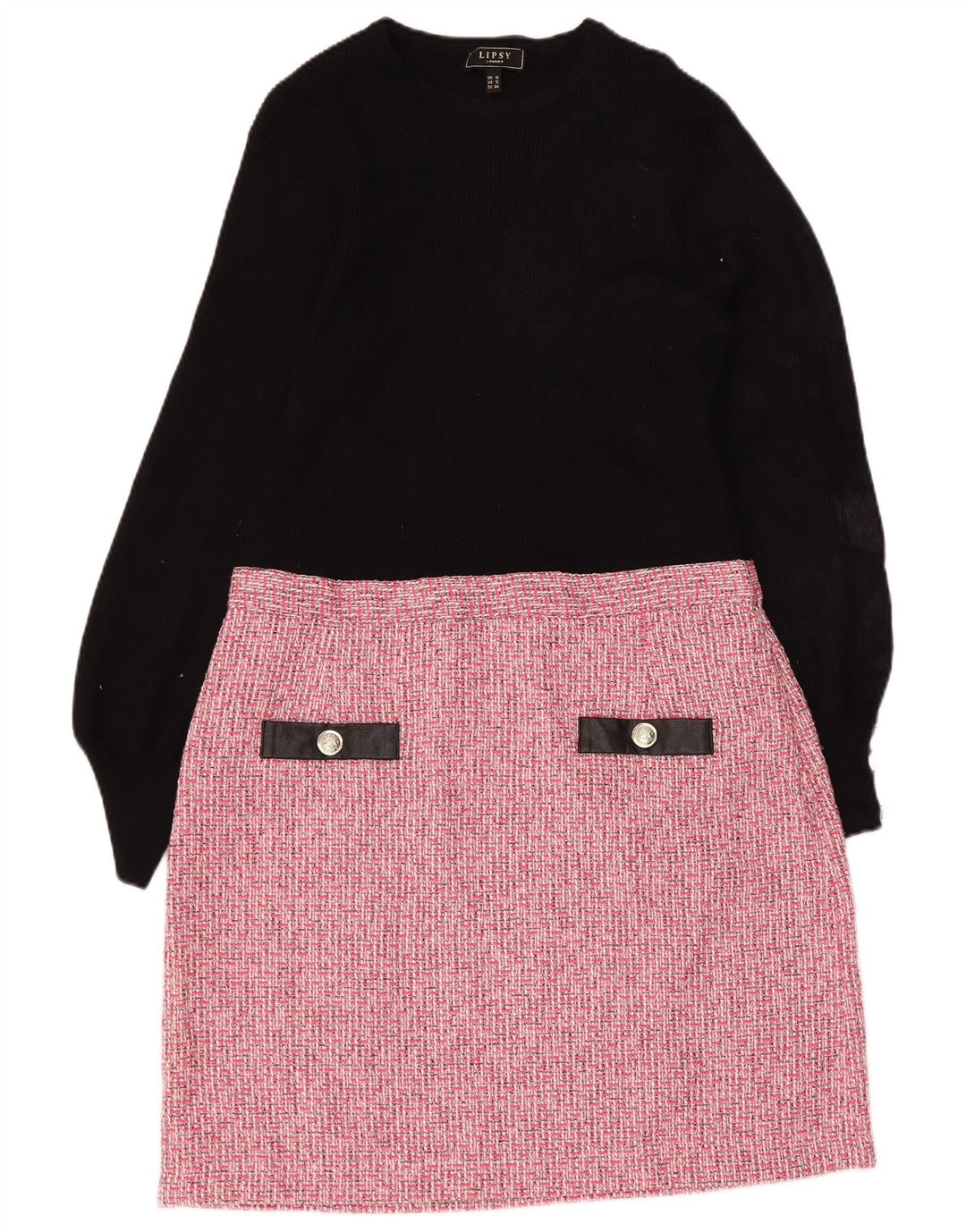 Rochie de bază cu mânecă lungă pentru femei Lipsy UK 16, mare, roz, raion, bloc de culoare