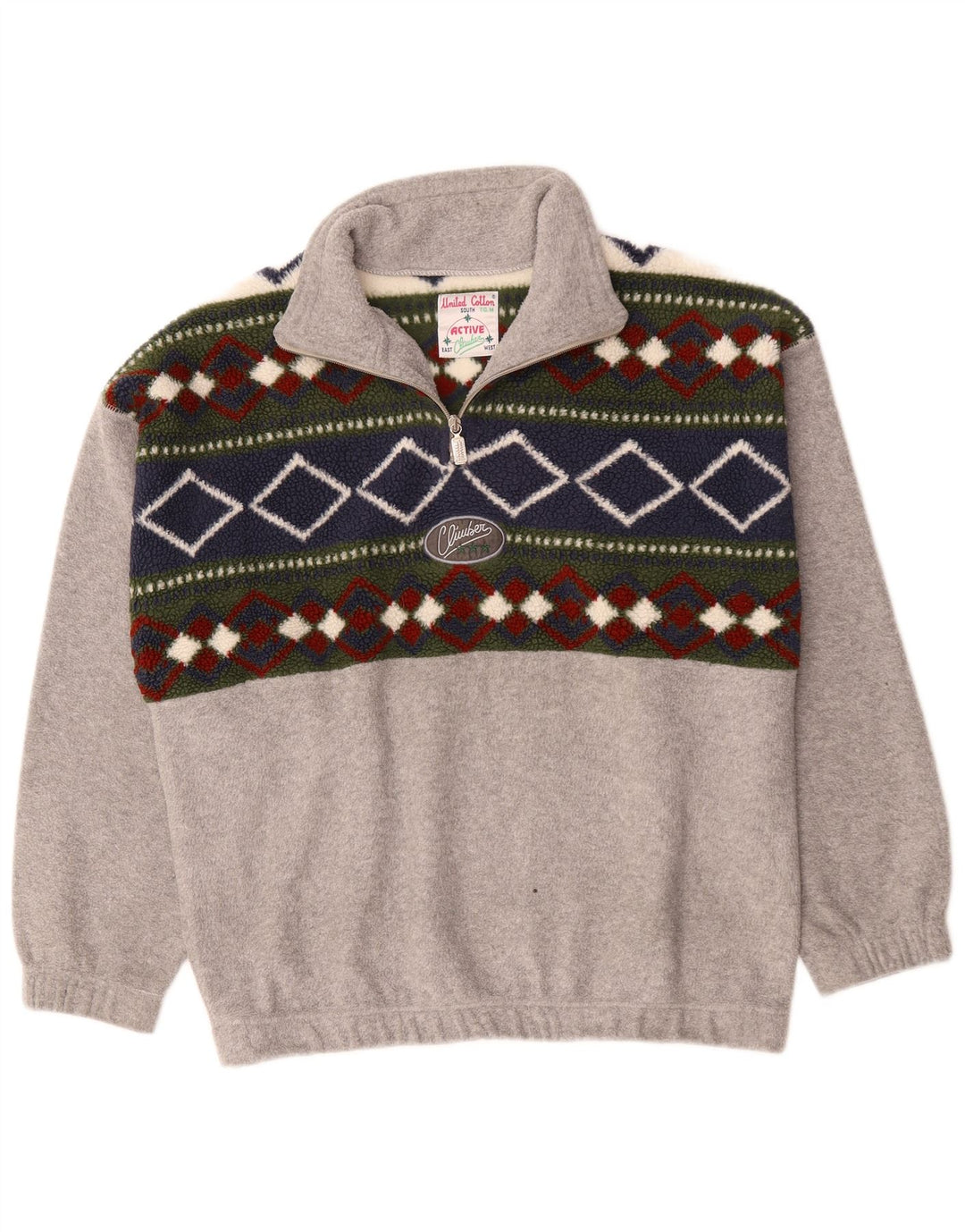 Pulover din fleece pentru bărbați Active, cu fermoar, gri mediu, poliester color bloc