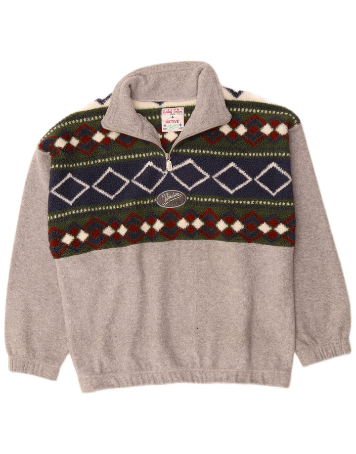 Pulover din fleece pentru bărbați Active, cu fermoar, gri mediu, poliester color bloc