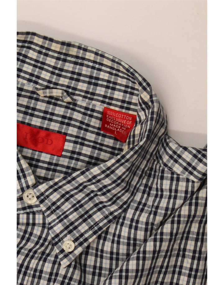 Cămașă cu mânecă scurtă pentru bărbați IZOD, din bumbac cu carouri, albastru bleumarin