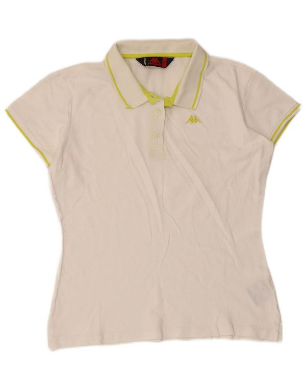 Tricou polo Kappa pentru femei UK 14, mare, alb, bumbac
