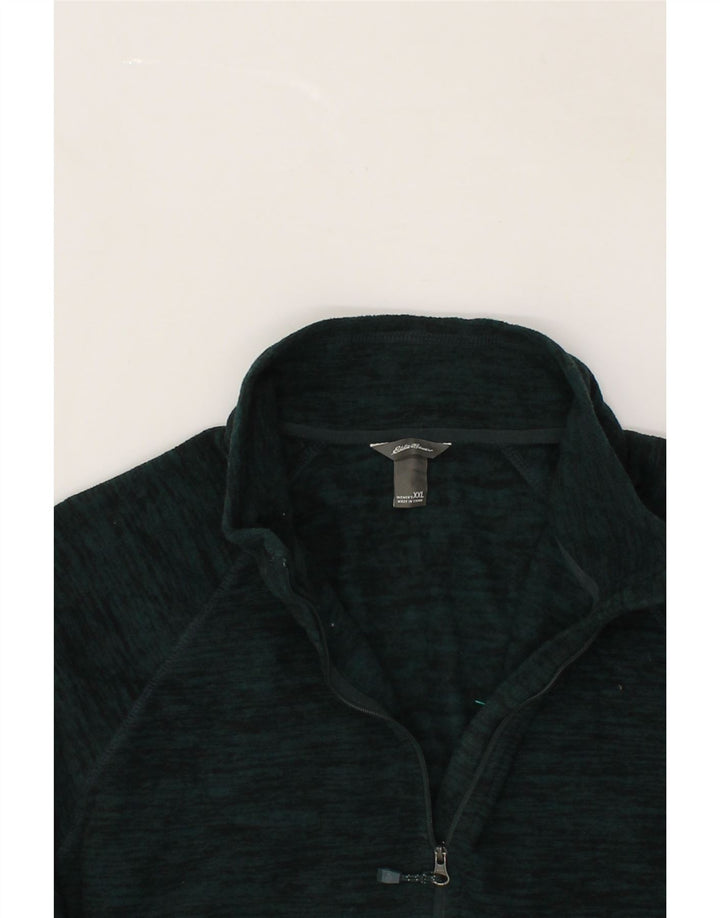 EDDIE BAUER Mens Zip Neck Fleece Jumper 2XL Green Flecked Polyester Vintage Eddie Bauer and Second-Hand Eddie Bauer from Messina Hembry 