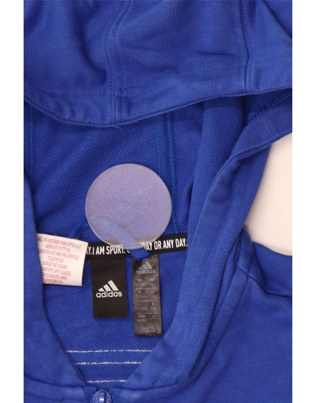 Pulover ADIDAS pentru băieți, cu fermoar, 15-16 ani, bumbac albastru