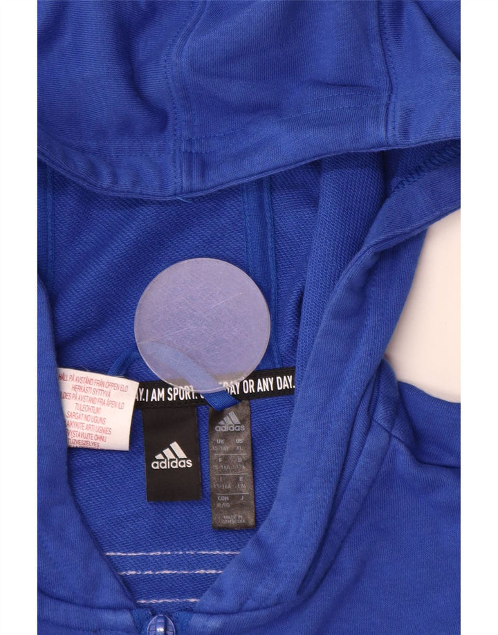 Pulover ADIDAS pentru băieți, cu fermoar, 15-16 ani, bumbac albastru
