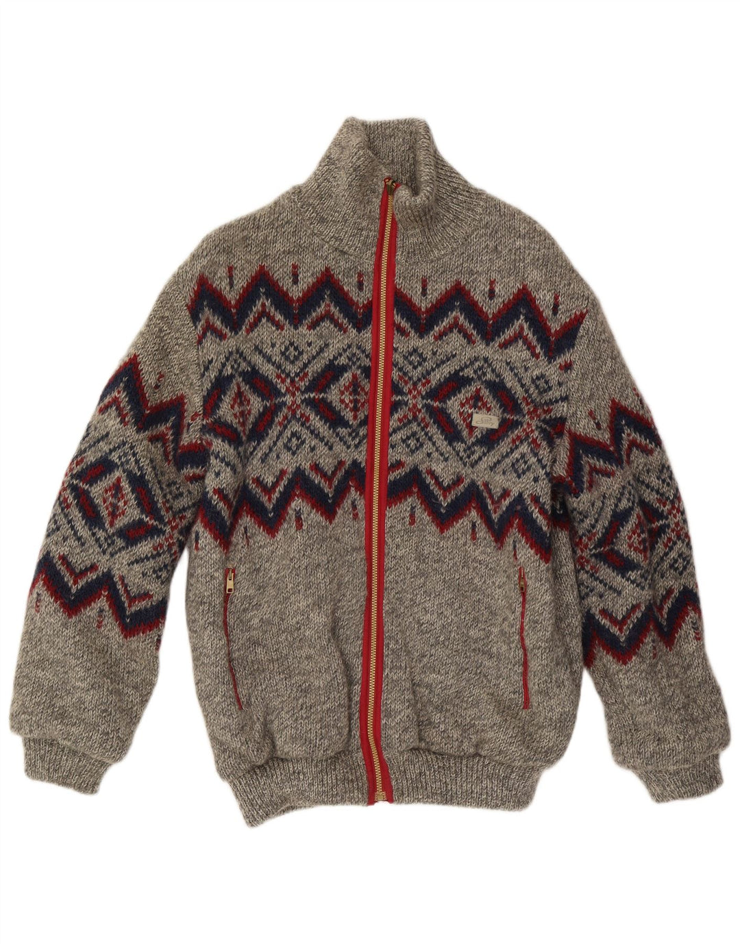 Jachetă reversibilă din tricot pentru bărbați Silvy UK 40 mare, gri, geometrică