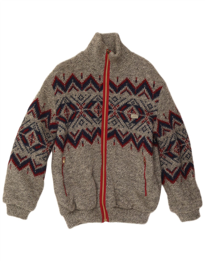 Jachetă reversibilă din tricot pentru bărbați Silvy UK 40 mare, gri, geometrică