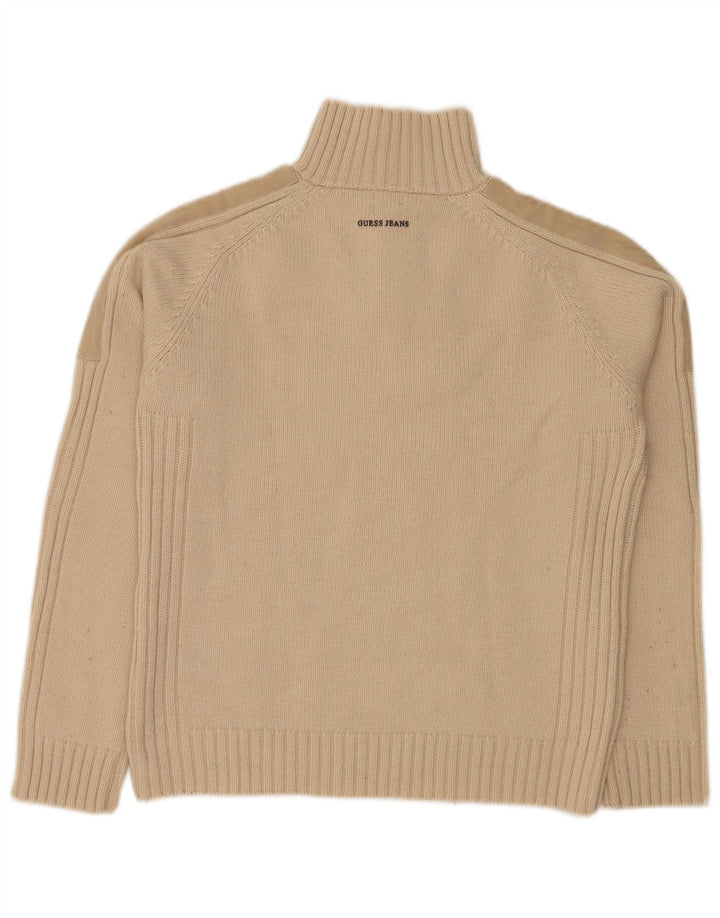 Pulover pentru bărbați GUESS, cu fermoar și gât, XL, bej