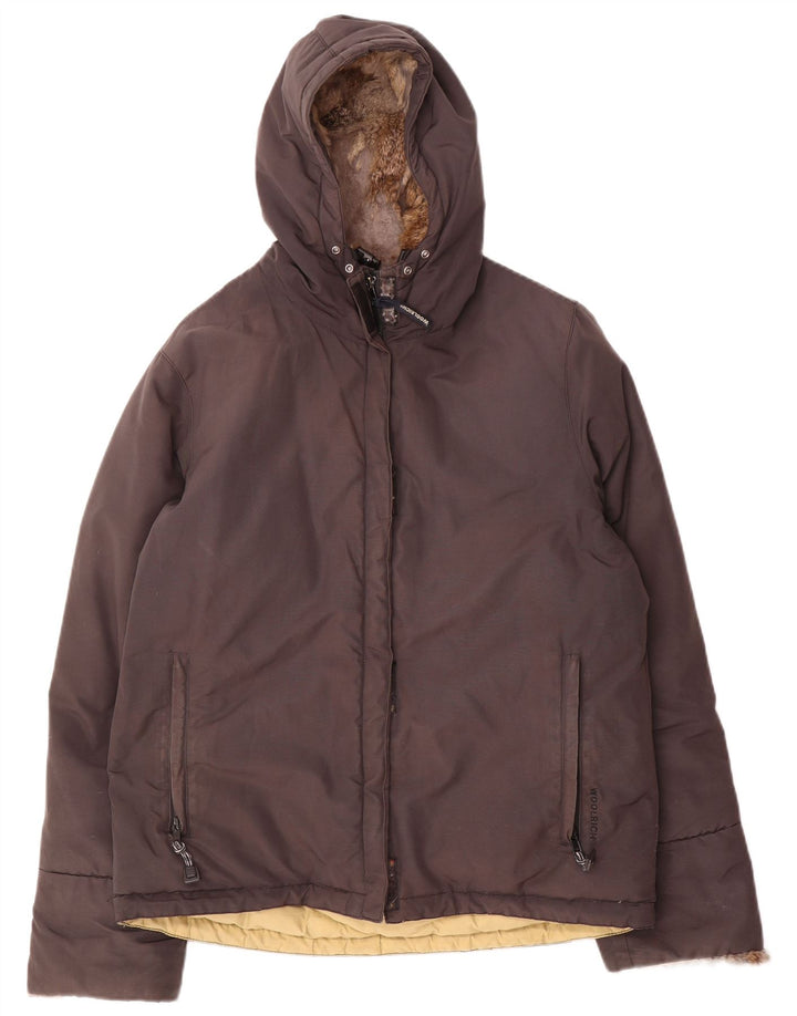 Jachetă căptușită cu glugă Woolrich pentru femei UK 16 Maro mare