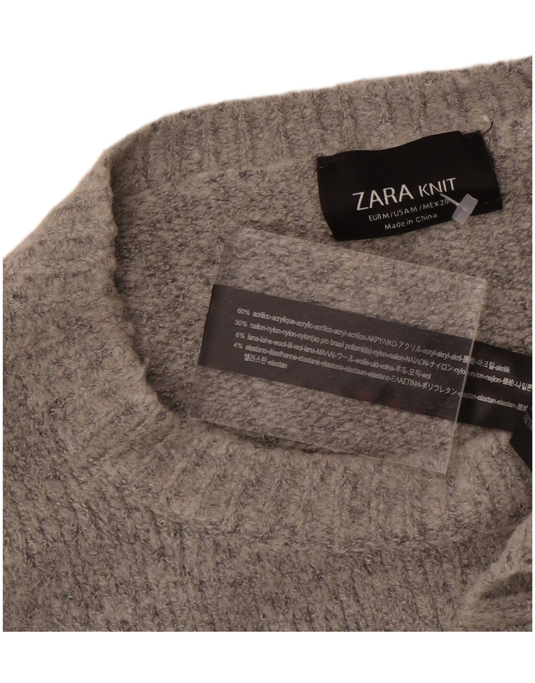 Pulover supradimensionat pentru femei Zara, cu gât de barcă, UK 14 Medium Gri Acrilic