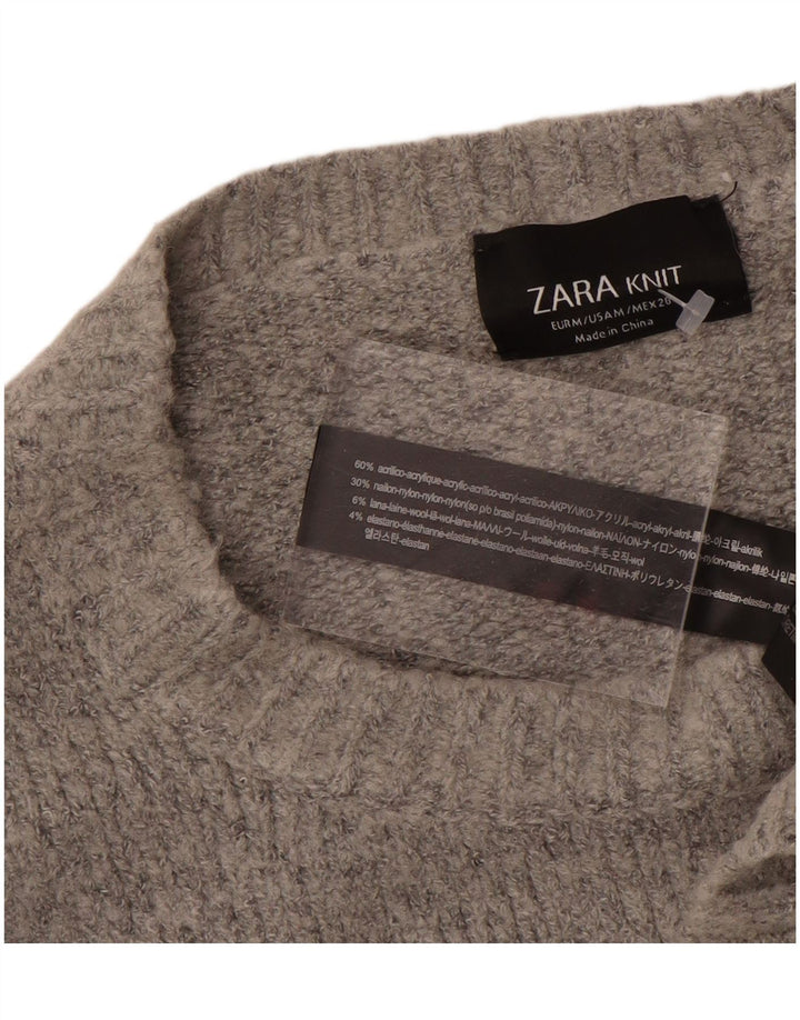 Pulover supradimensionat pentru femei Zara, cu gât de barcă, UK 14 Medium Gri Acrilic