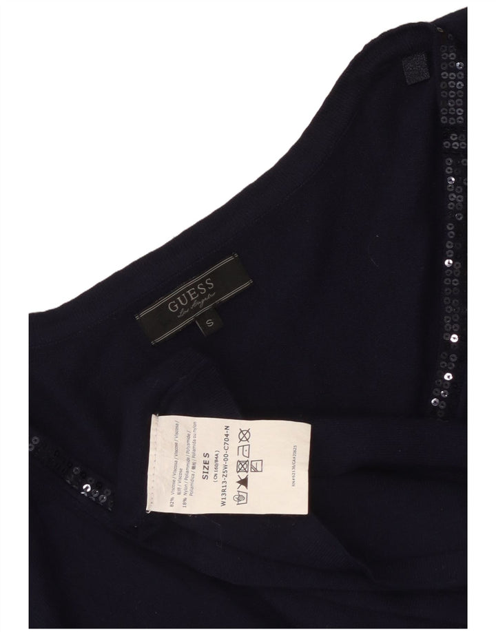 Guess Top pentru femei cu mânecă lungă UK 10 Small Bluemarin Blue Viscose