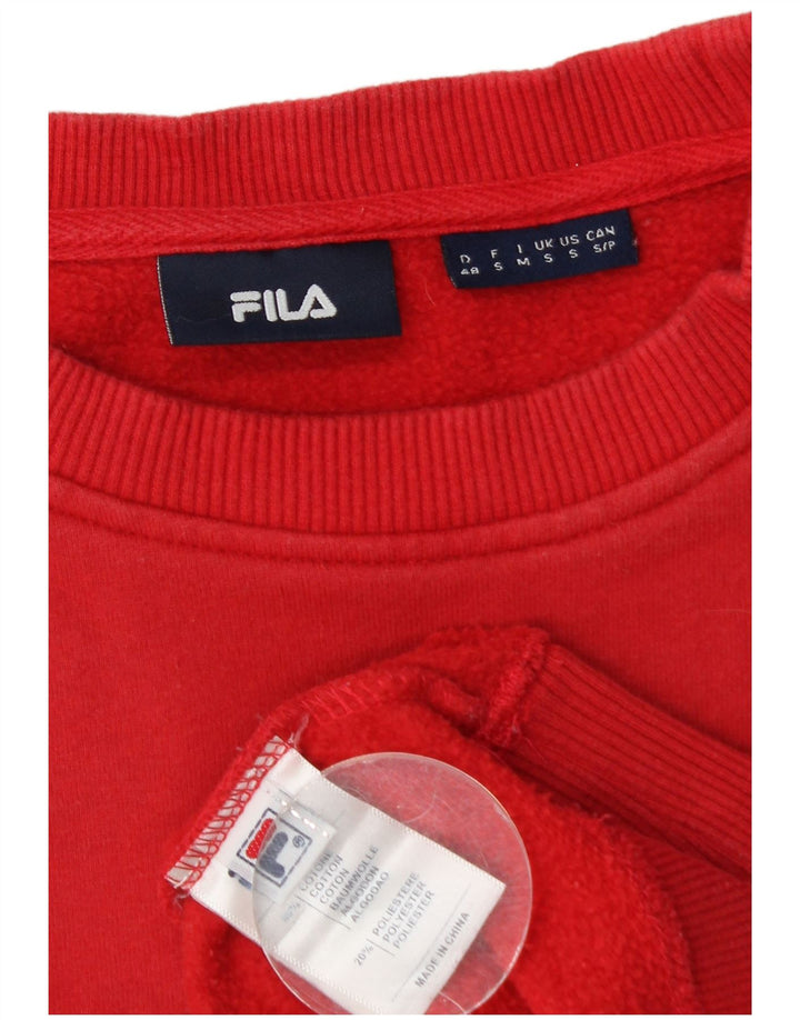 Hanorac grafic pentru bărbați Fila Pulover mic roșu din bumbac color bloc