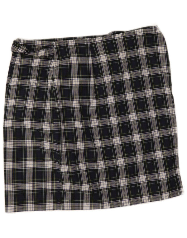 Fusta mini vintage pentru femei EU 40 Medium W28 Green Check Bumbac