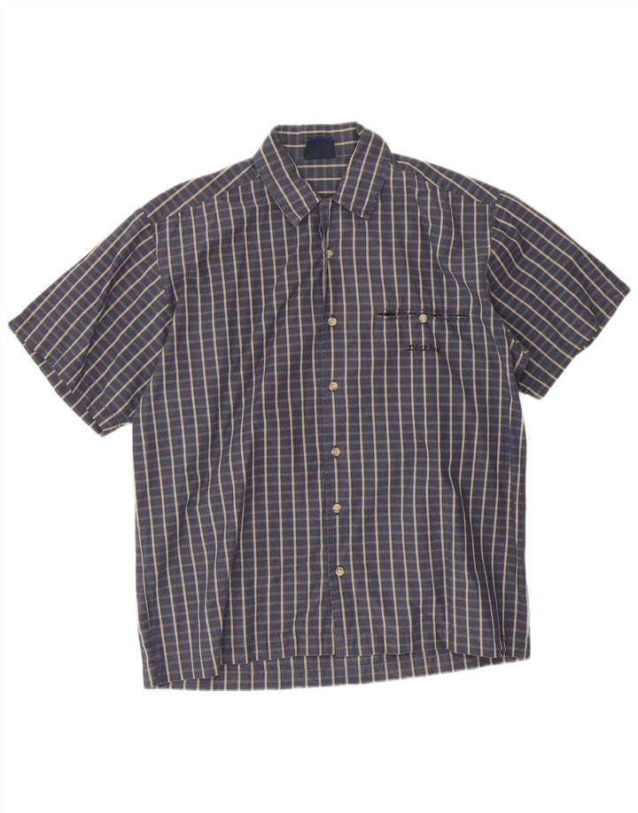 Cămașă cu mânecă scurtă pentru bărbați Dickies, bumbac cu carouri, albastru marin mediu