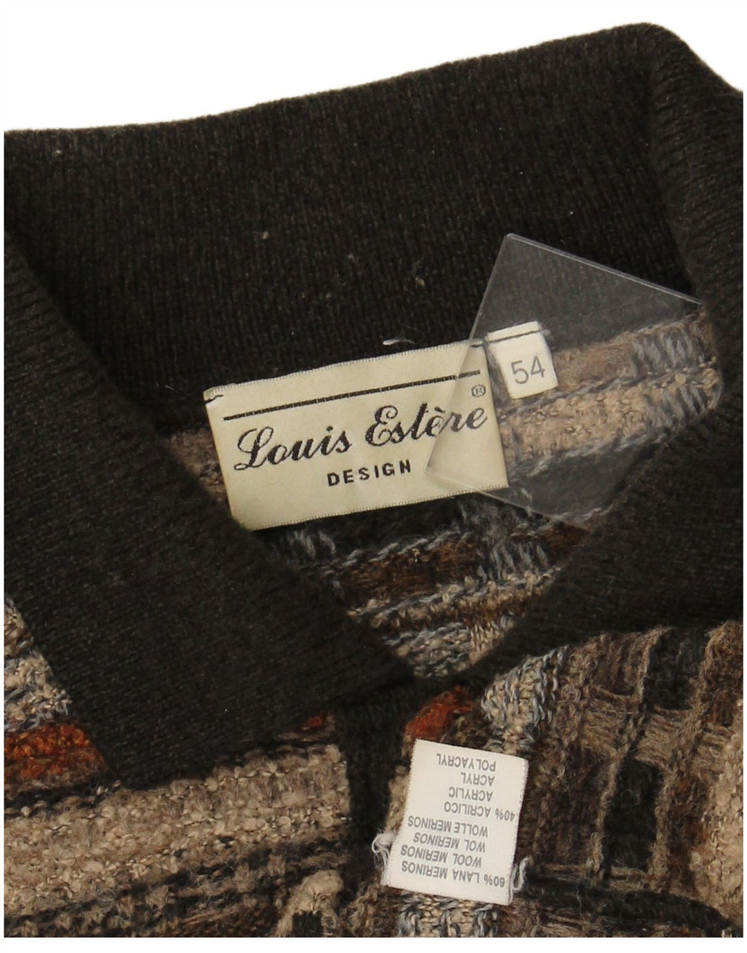 LOUIS ESTERE Pulover cu gât polo pentru bărbați IT 54 XL Lână cu dungi maro