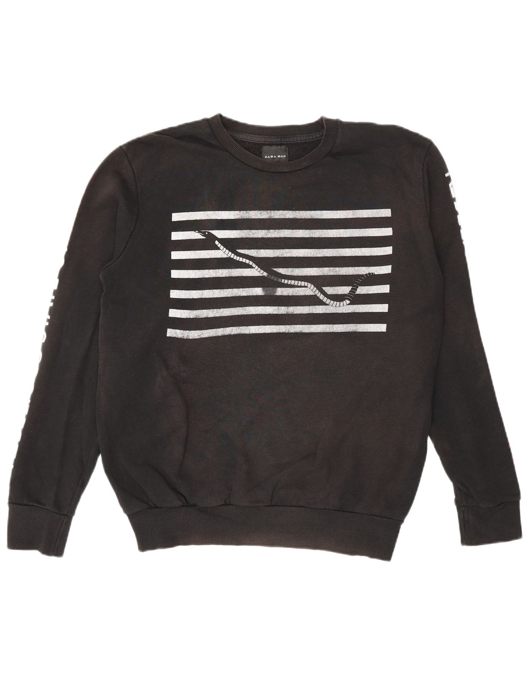 Pulover cu grafic pentru bărbați Zara Mic Negru