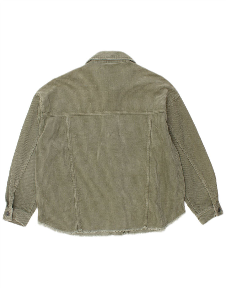 Cămașă de velur din velur pentru femei ZARA, cu tăiere largă, UK 6 XS, bumbac verde