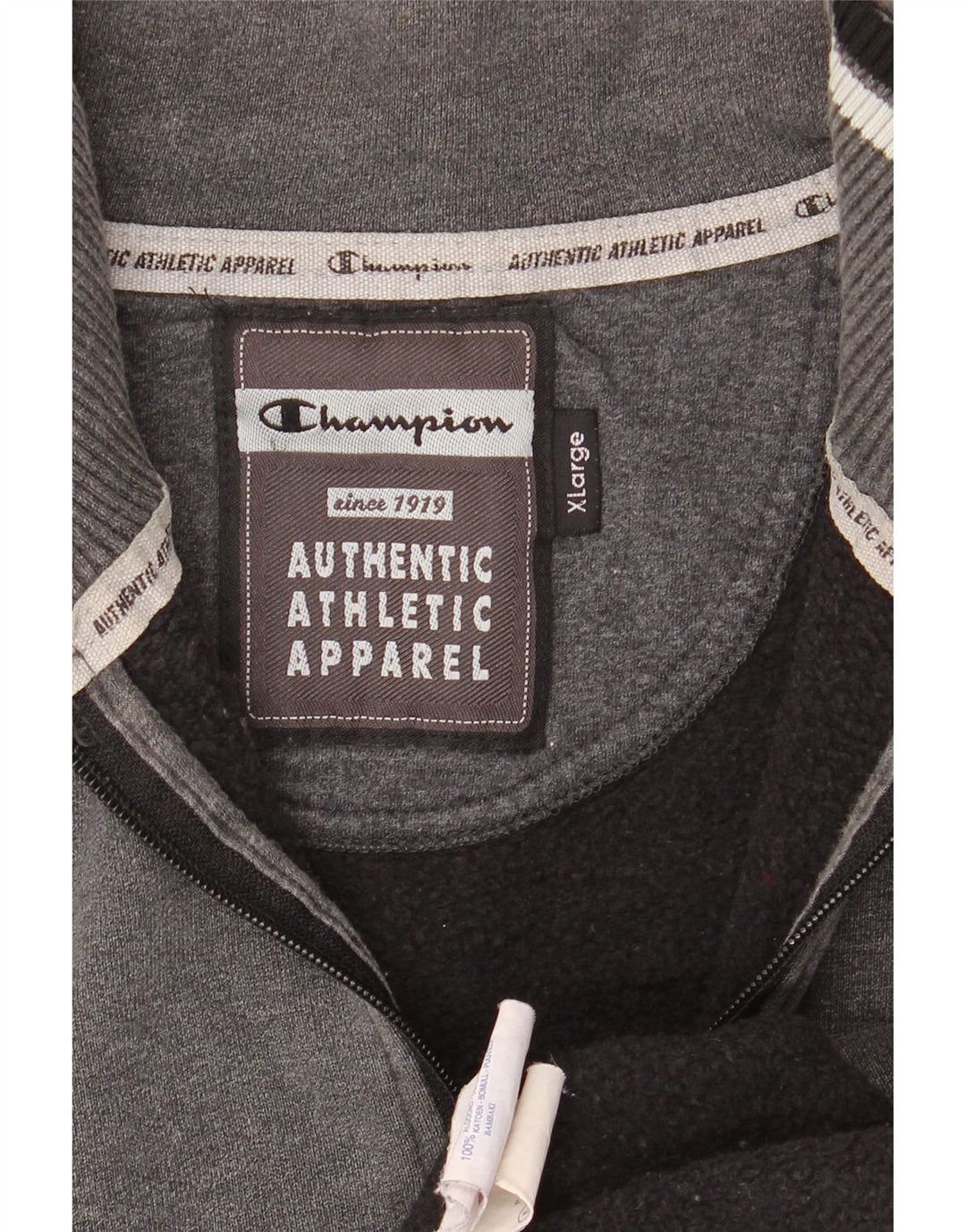 Chanorac pentru bărbați CHAMPION, cu fermoar și gât, pulover XL bumbac gri