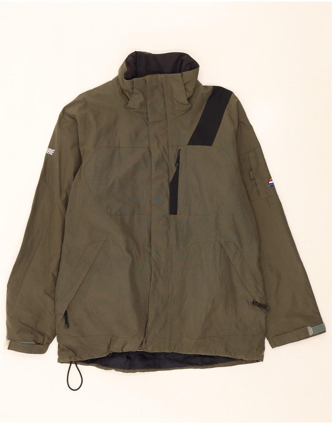 BONFIRE Mens Windbreaker Jacket UK 40 Large Khaki Colourblock Vintage Bonfire and Second-Hand Bonfire from Messina Hembry 