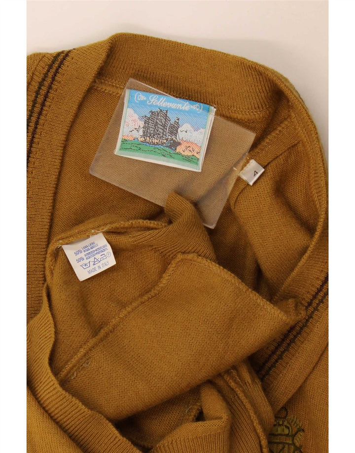 Cardigan Vintage fără mâneci pentru bărbați, lână medie kaki