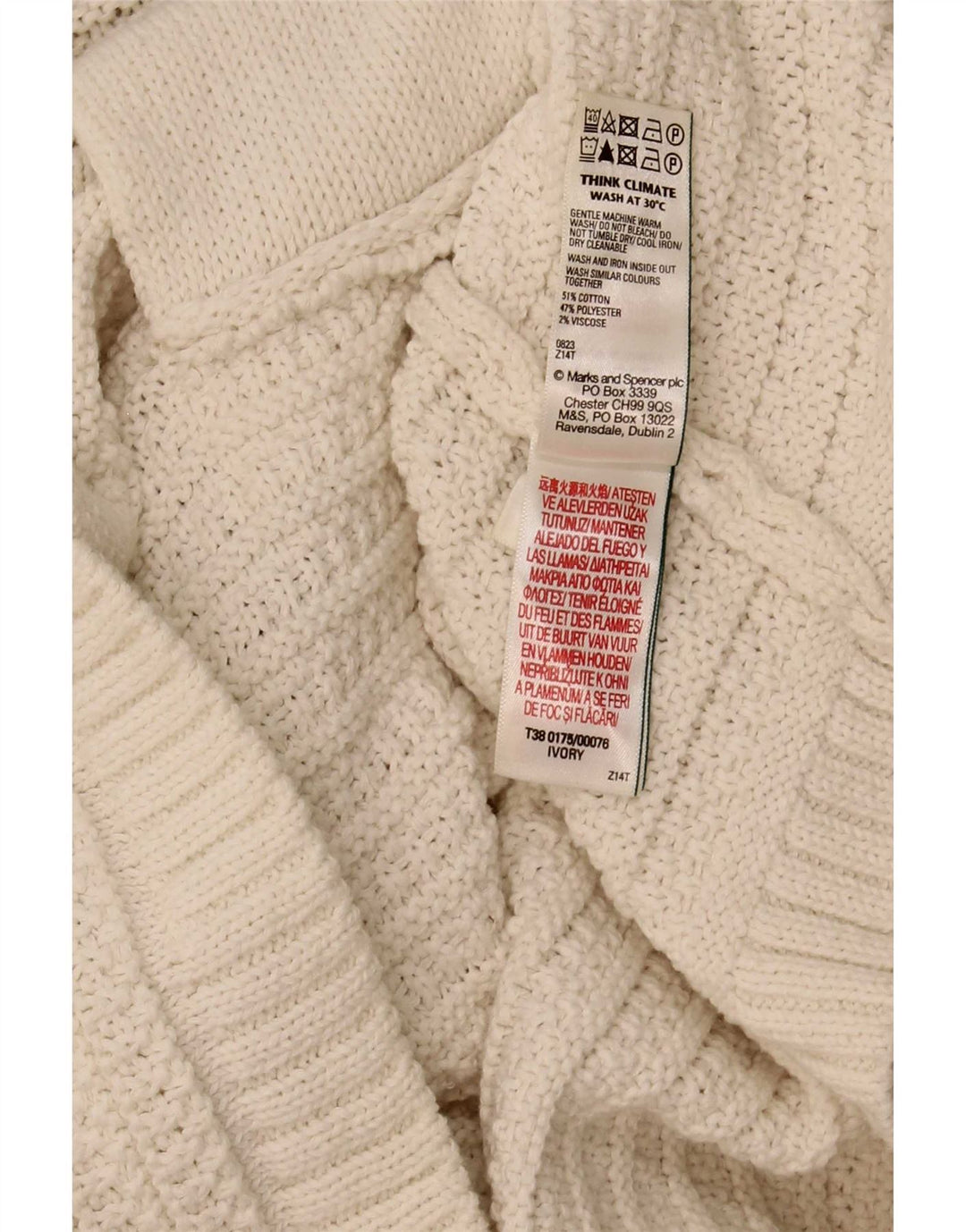 Marks & Spencer Pulover Crop Cardigan pentru Damă UK 16 Large Off White